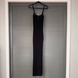 Rumored Black Ribbed Bodycon Maxi Dress